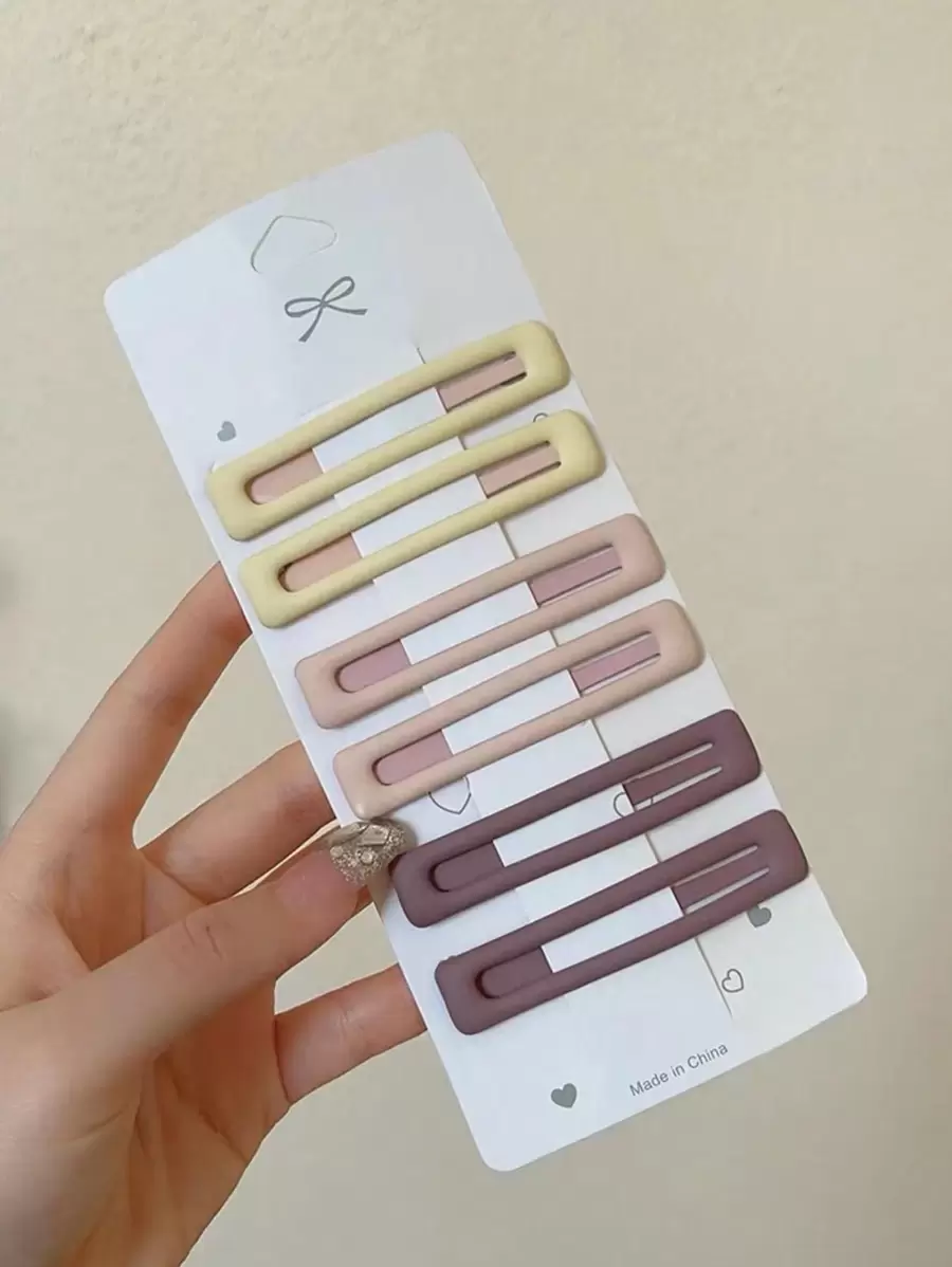6 Pcs Minimalist Frosted BB Hair Clips, Cute Side Bangs Hair Pins, Sweet Girls' Headwear Accessories, Hair Barrettes Claw Clips, School Stuff