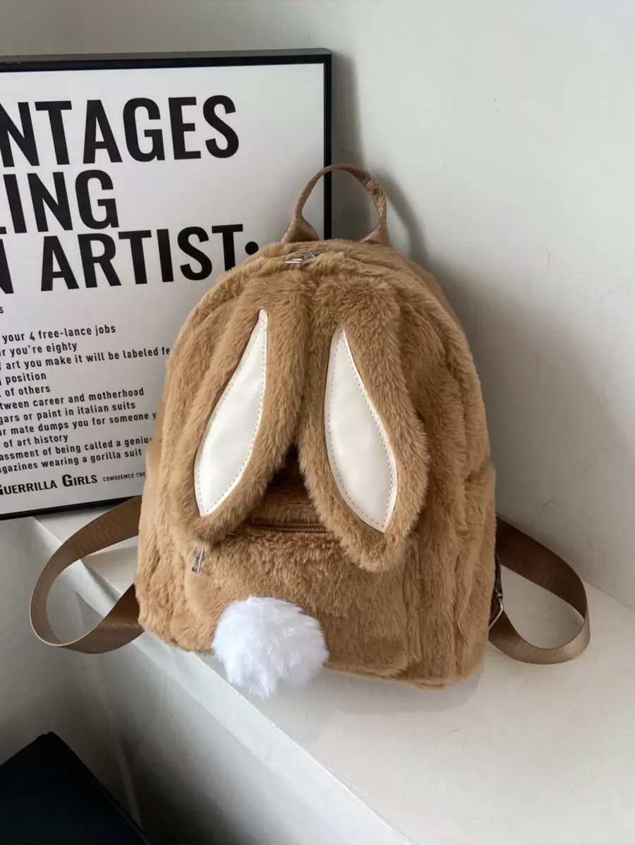 Plush Rabbit Backpack,Long Ear Rabbit Soft Plush Backpack, Large Size Women's Plush Crossbody Bag Backpack,Cartoon Bookbag For Teen Girls Lolita, Cute And Lovely. The Bag Is Made Of Skin-Friendly And Soft Plush Fabric, With Sweet Color Matching For Both Aesthetics And Security,Perfect For Daily Leisure, Parties, Dates