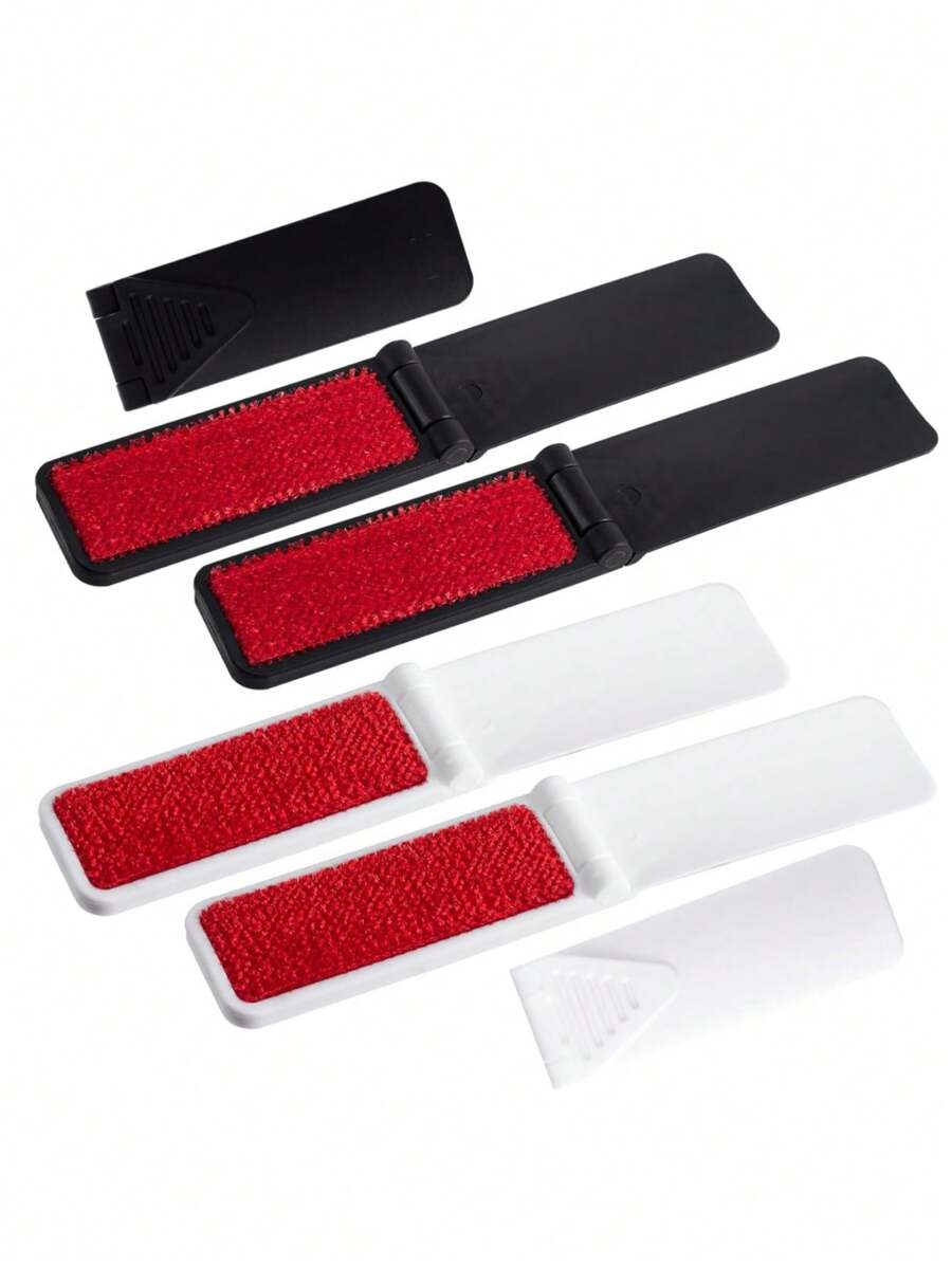 5 pièces/set Brosse à cheveux pliable portable, convient pour les costumes, le cachemire, la laine, le velours, et les poils d'animaux de compagnie - grande poignée en bois de noyer noir