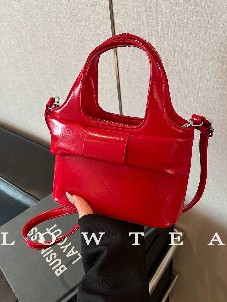 low tea 1 pieza Bolso de compra de unicolor de PU de baja altura, bolso de mano de moda casual con asas dobles, cierre con cremallera, adecuado para viajes, compras, citas, regalo de damas, apto para adolescentes, estudiantes universitarios, jóvenes profesionales, excelente para oficina, escuela, trabajo, negocios, ir y venir, exterior, viajes, senderismo