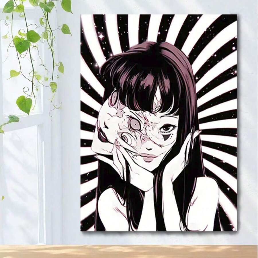Framed Canvas Painting, Upgrade Roll Packaging, Waterproof Anti-Light Anti-O.Xidation, Japanese Horror Anime Character Print Poster, Funny Amazing Wall Art Anime Canvas Wall Art Anime Wall Art