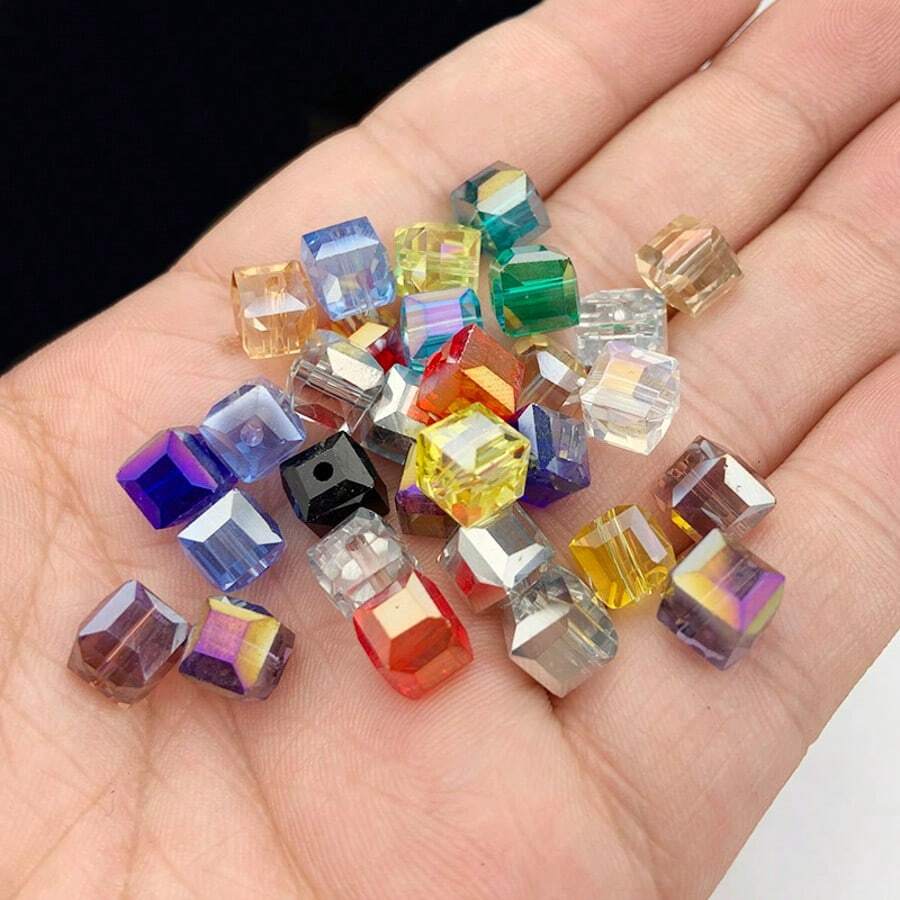 2/3/4/6mm Square Glass Beads, AB Color Crystal Glass Beads, DIY Bracelet Necklace Jewelry Handcraft Supplies