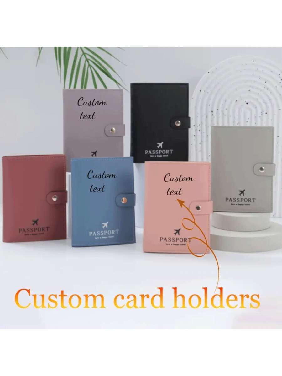 Funda para pasaporte personalizable con nombre, estuche para tarjetas, multifunción minimalista de unicolor de gran capacidad, adecuado como regalo exclusivo para novias, mamás