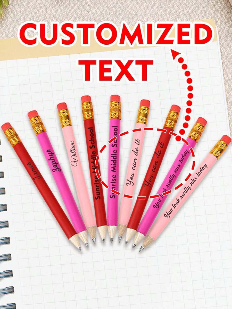 Crayons de golf personnalisables de 10 cm, crayons promotionnels, personnalisés pour festivals, mariages, prix d'étudiants, cadeaux personnalisés intéressants, choix de couleurs variées dont rouge et rose. Crayons HB pour élèves, avec gomme rouge pour la rentrée scolaire.