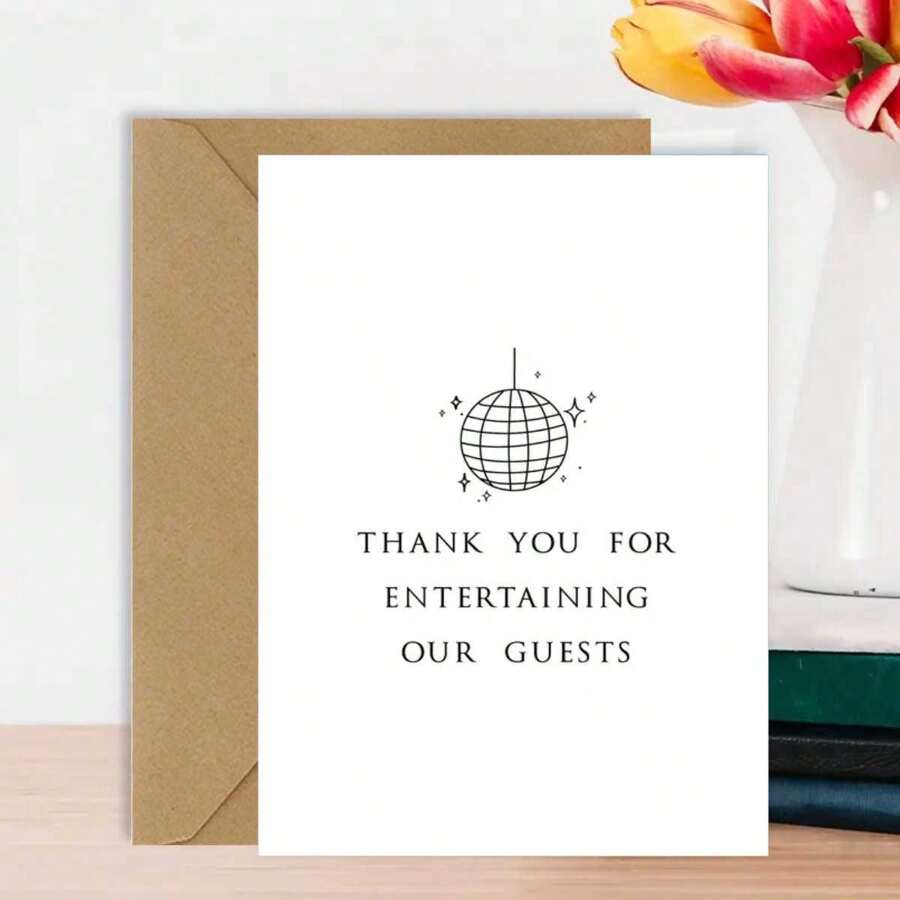 1 pezzo Biglietto di ringraziamento personalizzato per il DJ del matrimonio - Nota di gratitudine elegante per l'intrattenimento per qualsiasi destinatario con busta - In lingua inglese - Articolo da cerimonia speciale per il matrimonio