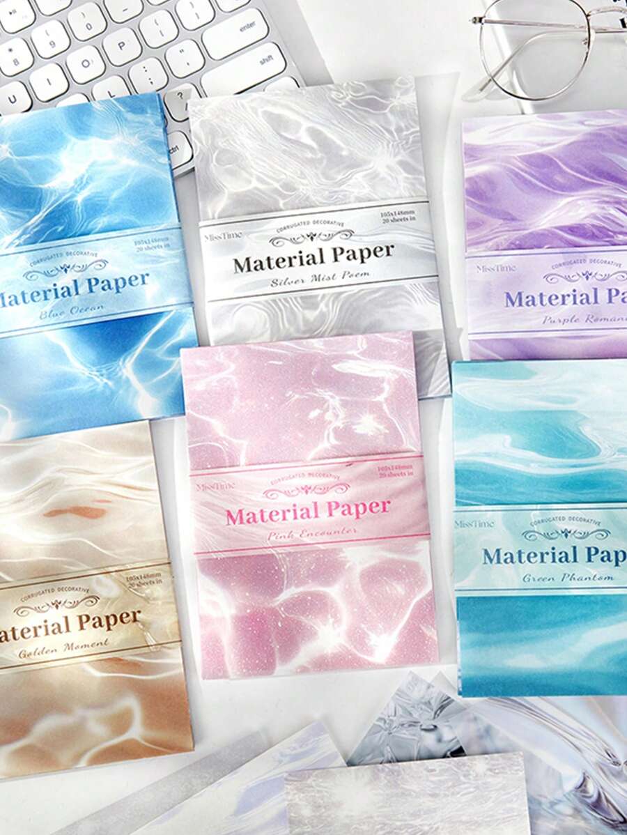 20 Sheets Shimmery INS Style Decoration Paper, Sunlight Reflection Series, For Scrapbooking DIY Crafts Background Material,School Supplies,Back To School