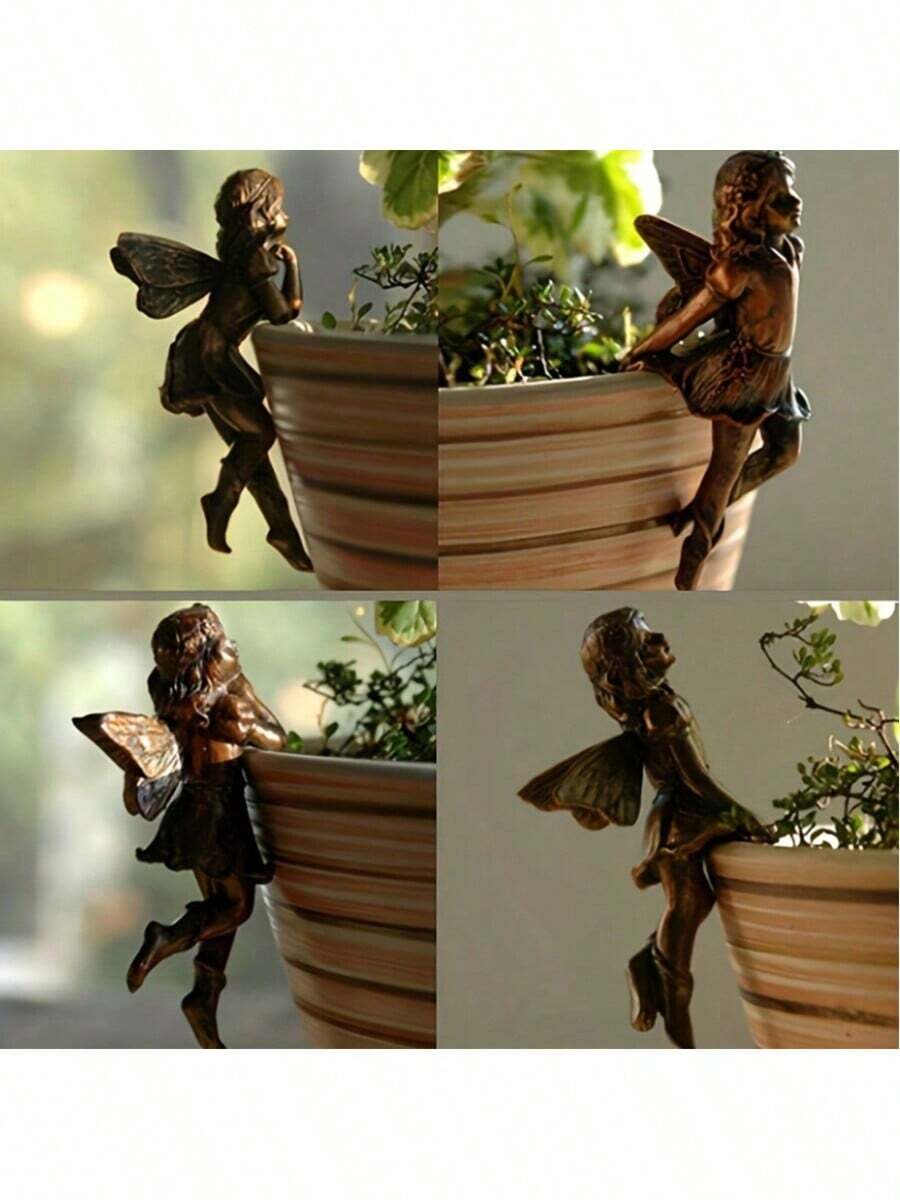 4pcs/Set Adorable Butterfly Fairy Garden Pot Hanger Decor, Suitable For Gifting And Pot Planting