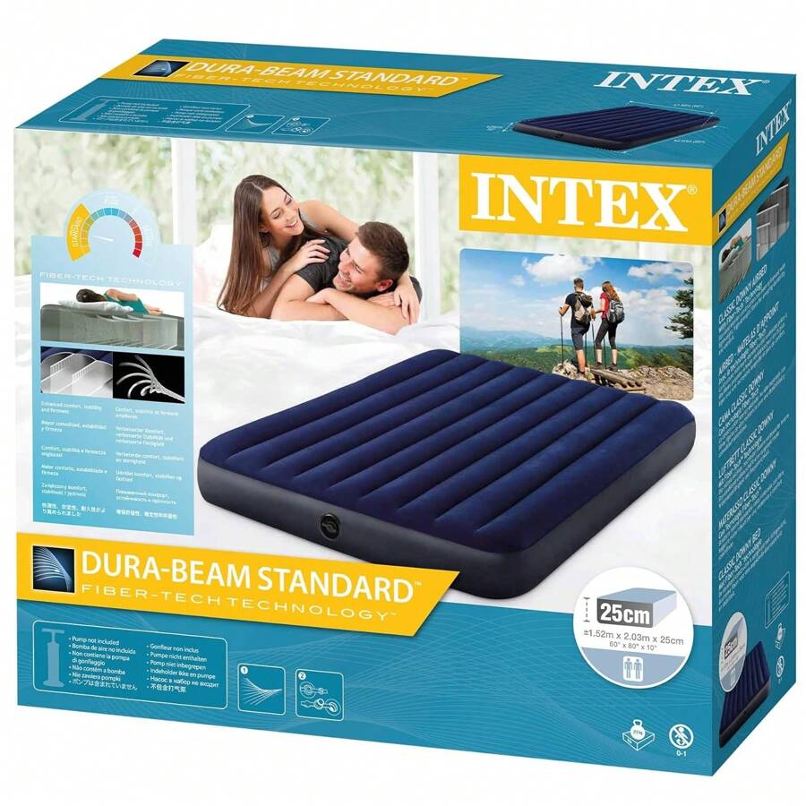 Intex Cama inflable estándar Dura-Beam modelo Classic Downy - Altura 25 cm, cama de camping, colchones inflables, entrega de 24 a 72 horas