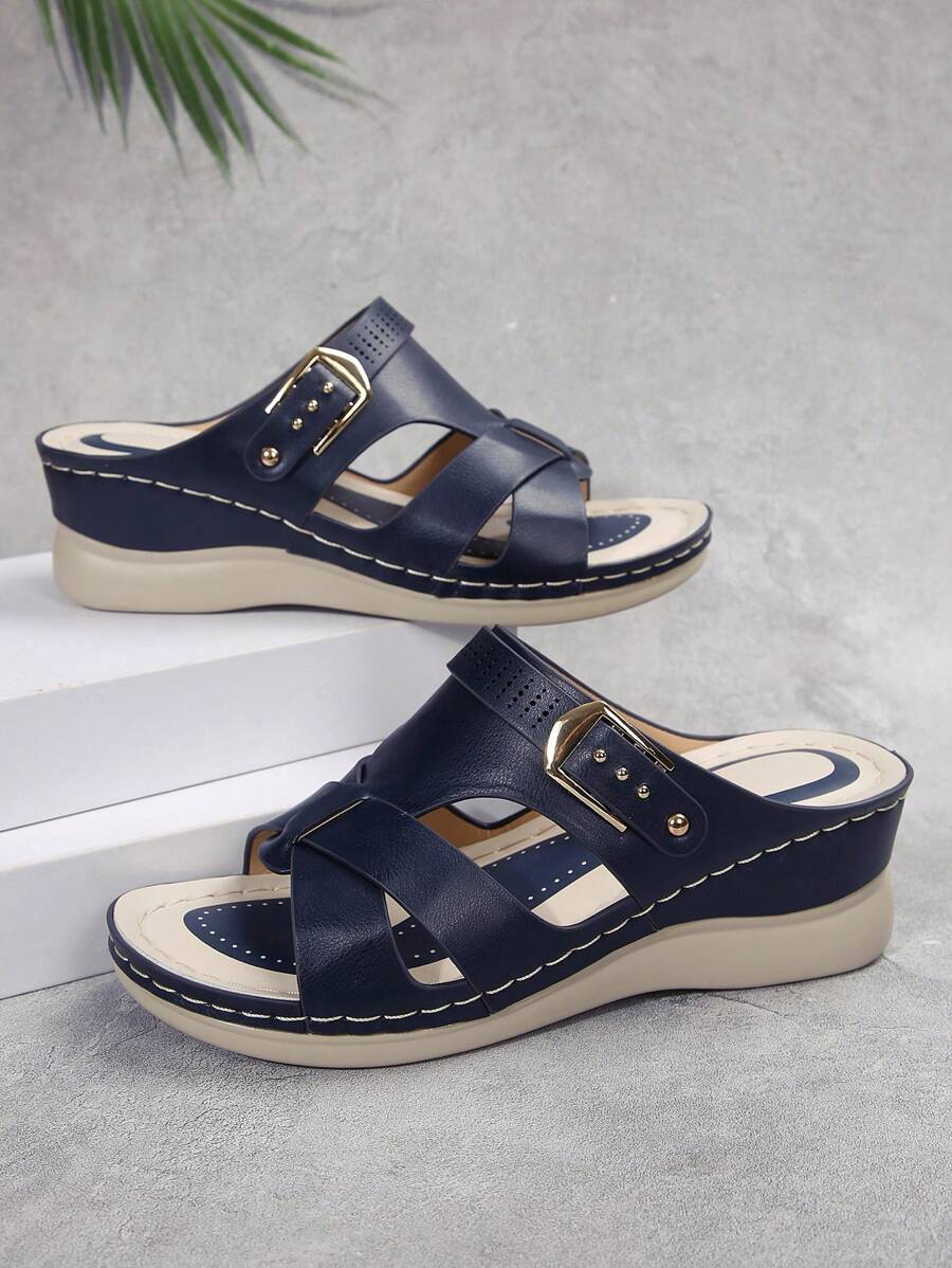 Elegant & Versatile! Oversized Women's Woven Decor Platform Slippers, Fashionable Steps For Every Walk