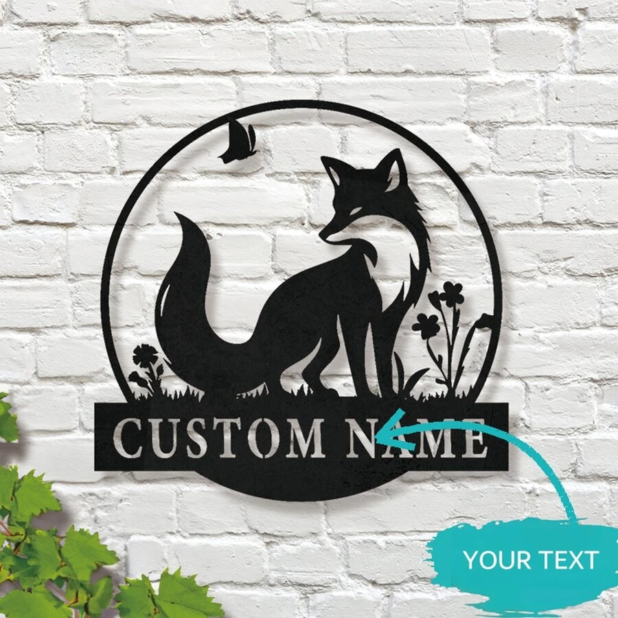 Aangepaste Fox Metalen Wand Led-borden - Gepersonaliseerde Metalen Fox Decor - Aangepast Fox Naambord - Cadeau voor Fox-liefhebbers - Fox Home Decor - Fox Metalen Wandkunst