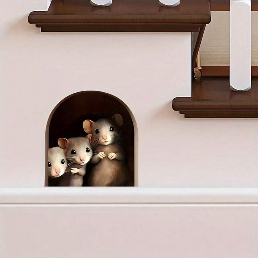 1 pièce de stickers muraux d'animaux de style simple, rongeurs mignons, stickers muraux en PVC convenant pour la chambre, le salon, les escaliers. Accessoires de décoration intérieure intéressants avec motifs d'animaux. Stickers muraux autocollants convenant pour le salon, la chambre, l'entrée et autres scènes. Décoration de salle de bain, tapis de bain, tapis de sol, décoration d'automne, accessoires de salle de bain
