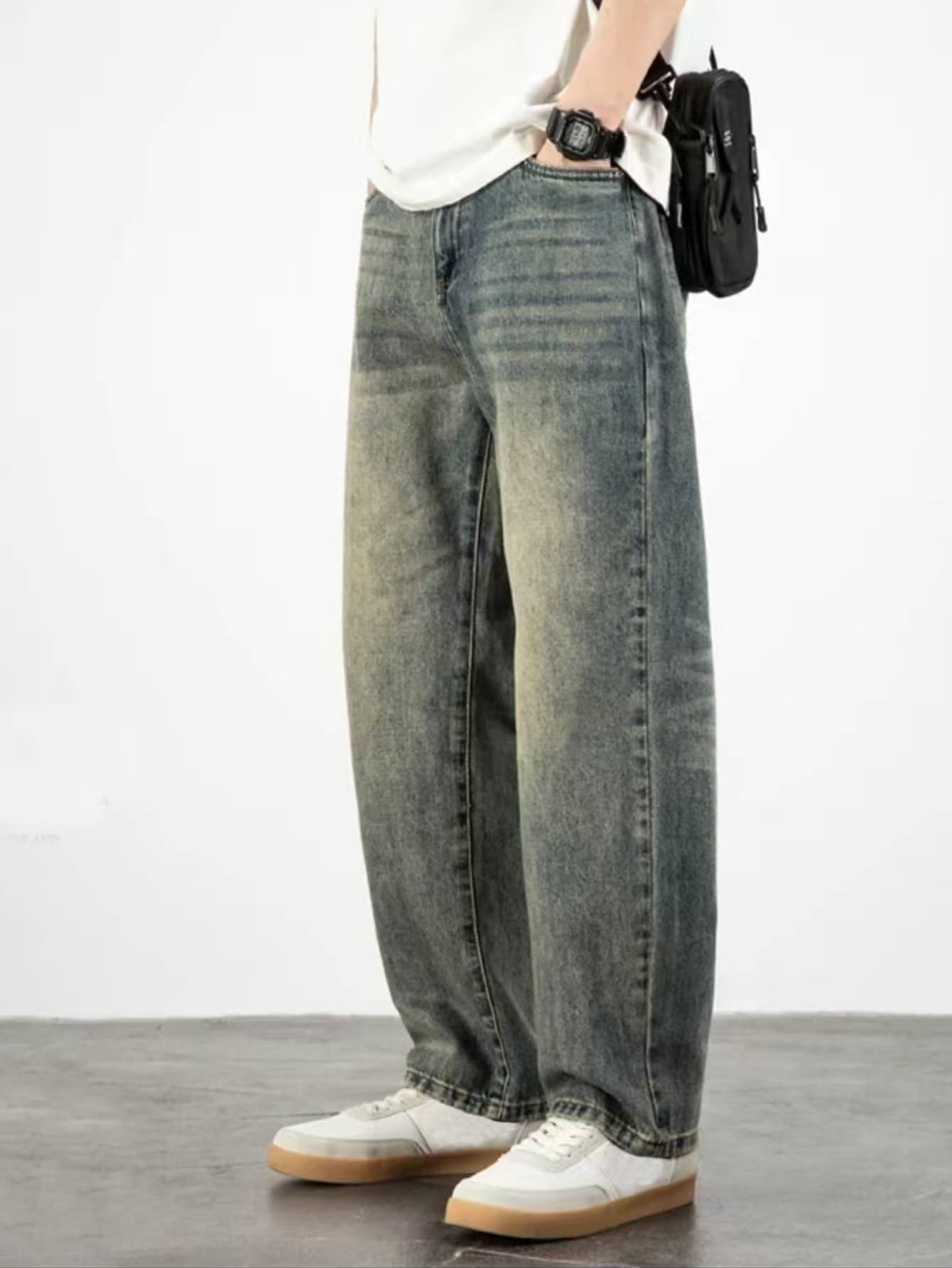 Jeans effet vintage lavé pour garçons adolescents, pantalons longs décontractés en multi-artisanat pour garçons, pantalons droits à la mode pour adolescents garçons au printemps et en automne