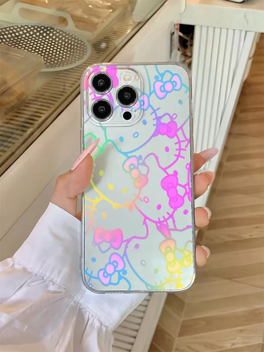 Sanrio Official Sanrio Hello Kitty Cartoon Phone Case Compatible With IPhone 16/15/14/13/12/11/XS/XR/X Plus Pro Max Mini, TPU Soft Cover, Cute Minimalist Creative Full Protective