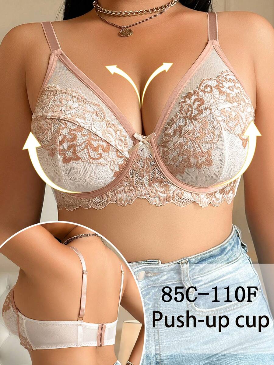 Sujetador con aros y almohadillas push-up para mujeres de tallas grandes de moda