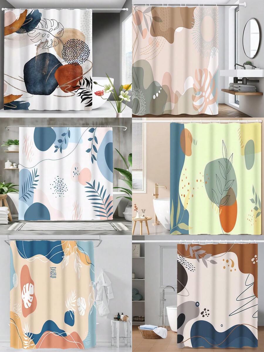 Juego de 1/4 cortinas de baño impermeables con estampado bohemio, que incluye alfombrilla y tapa de váter a juego. Diseño abstracto medieval con elementos geométricos, hojas y plantas de colores. Ganchos incluidos. Material de poliéster lavable. Perfecto como regalo del Día de la Madre, regalo personalizado para mamá, regalo de última hora, ideas del Día de la Madre, regalos del Día de la Madre Domingo, tarjetas hechas a mano para mamá, mejores regalos del Día de la Madre por menos de $50