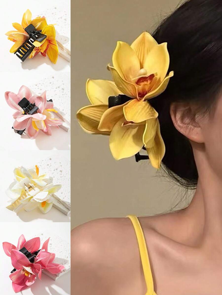 Hair Clips 1pc Faux Foam Plumeria Duck Clip Hair Clip, Nature Style Atmosphere, Suitable For Outdoor Photo Shooting Hair Accessories Elegant Claw Clips, School Stuff, College