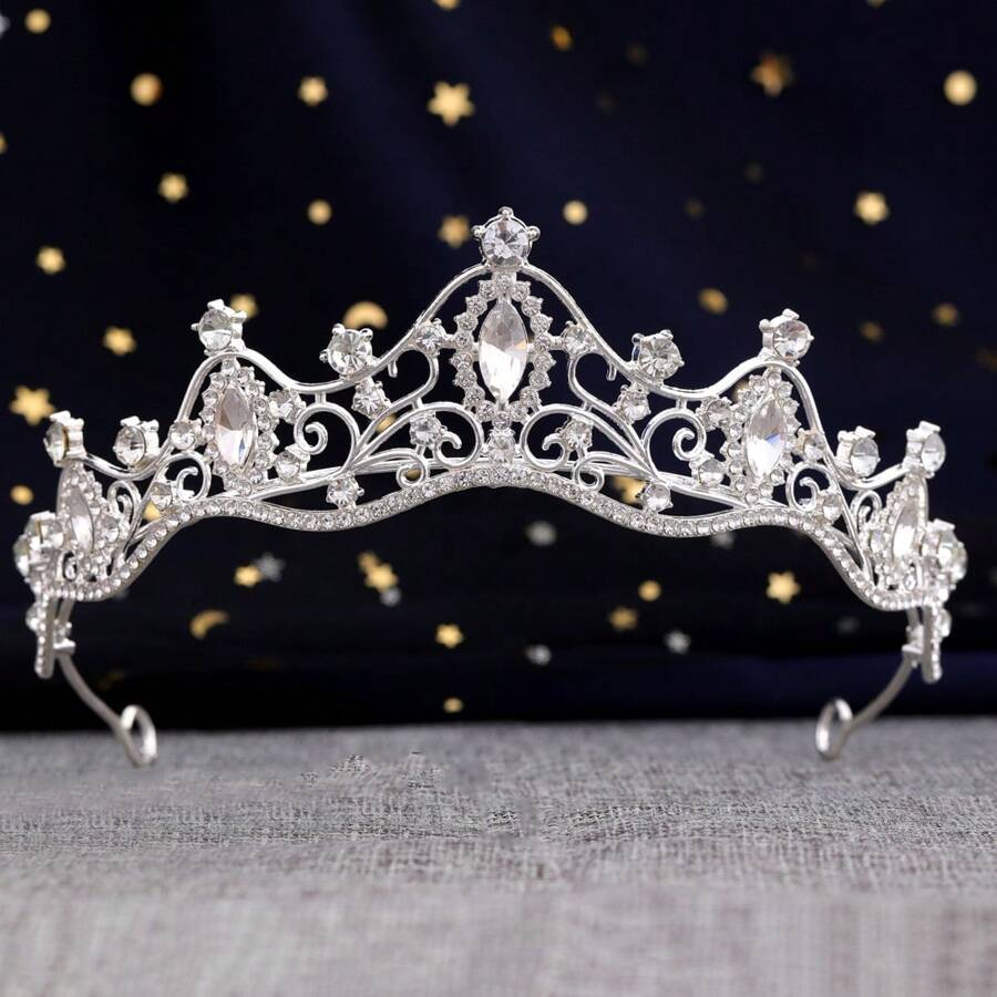 Bride Crown Stylish All-Match Rhinestone Crown, Minimalist High-End Dress Accessory, Photoshoot/Wedding Gown Hair Decor