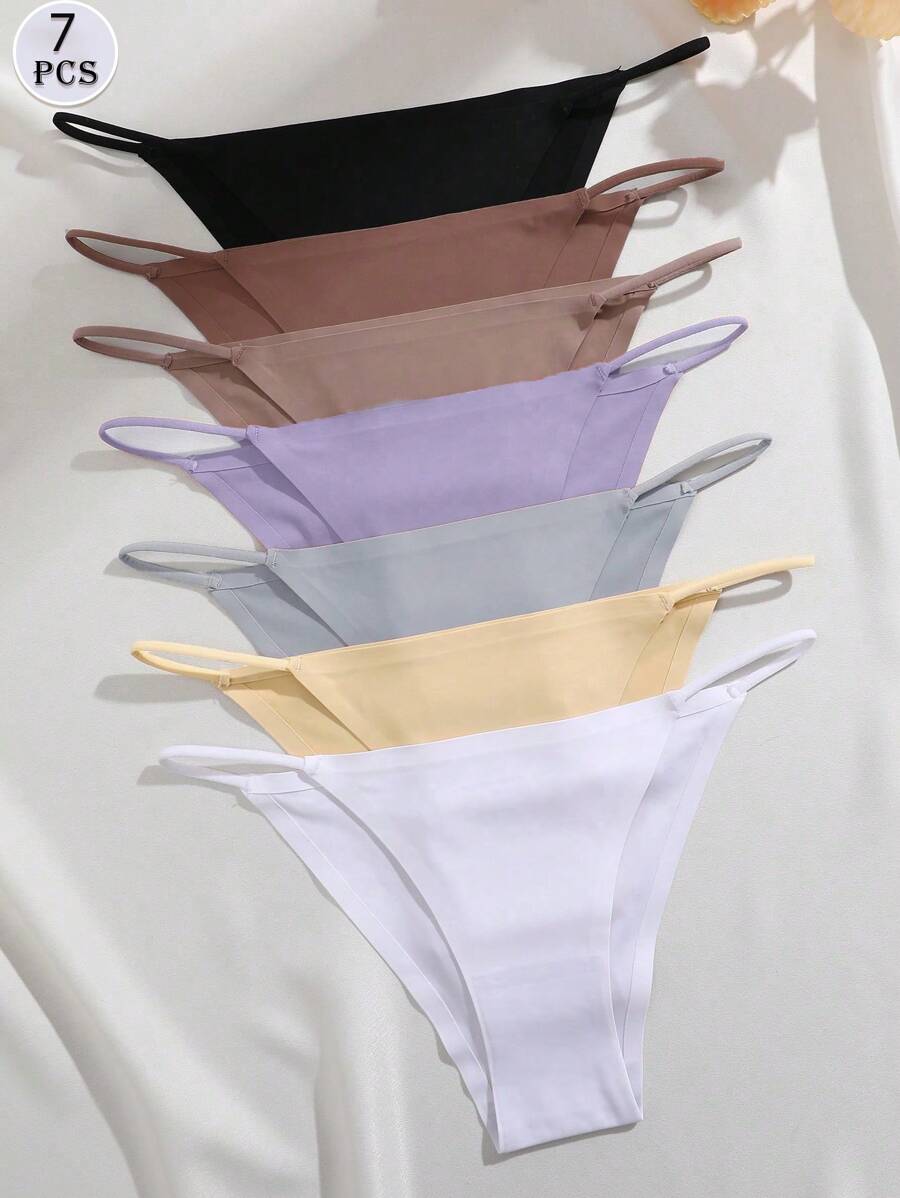 Set de 7 piezas de bragas de mujer sin costuras con tirantes delgados