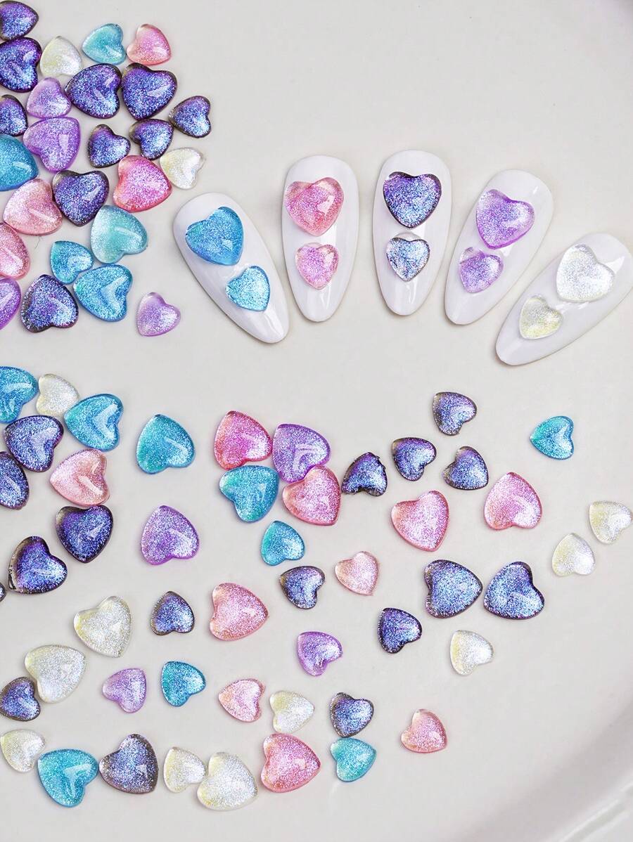 120pcs Petals Flower Nail Charms With Rhinestones And Pearls Floral Nail Art Accessories DIY Art Supplies For Women And Girls Nail Jewelry