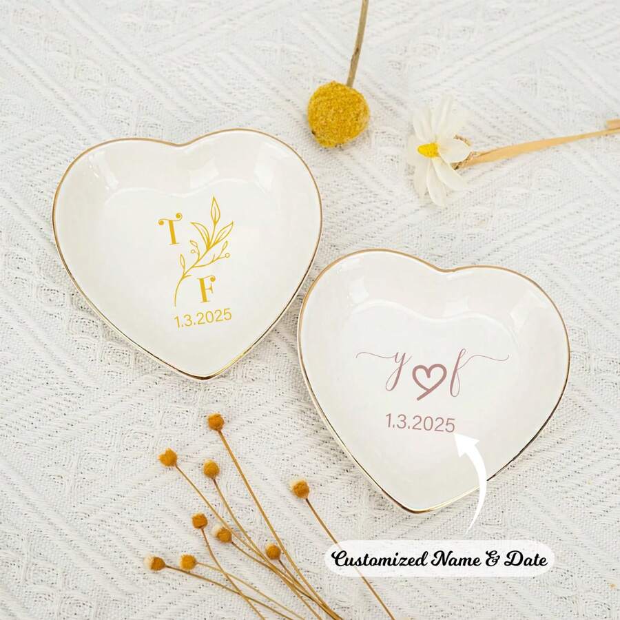 Customized Name Ring Dish, Personalized Ring Dish, Custom Jewelry Dish, Wedding Rign Holder, Engagement Gift For Her, Wedding Gift, Bridal Shower Gifts, Multi-Functional, Colorful, Modern, Custom, Personalized, Unique, Ideal Gifts For Him, Ideal Gifts For Her, Boyfriend, Dad, Girlfriend, Mom, Family, Friends, Tea Room, Home, Garden, Office, For Anniversaries, For Valentine's Day, For Mother's Day, For Birthdays, For Father's Day, For Graduation, For Weddings, For Housewarming, Home Decor, Home Decor