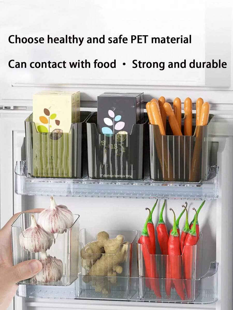 1/2pcs Fridge Organizer Baskets, Food Safe, Suitable For Garlic, Ginger, Spices Storage, Space Saving, Reusable, Washable, Wall Mounted No-Drill, Kitchen Accessories