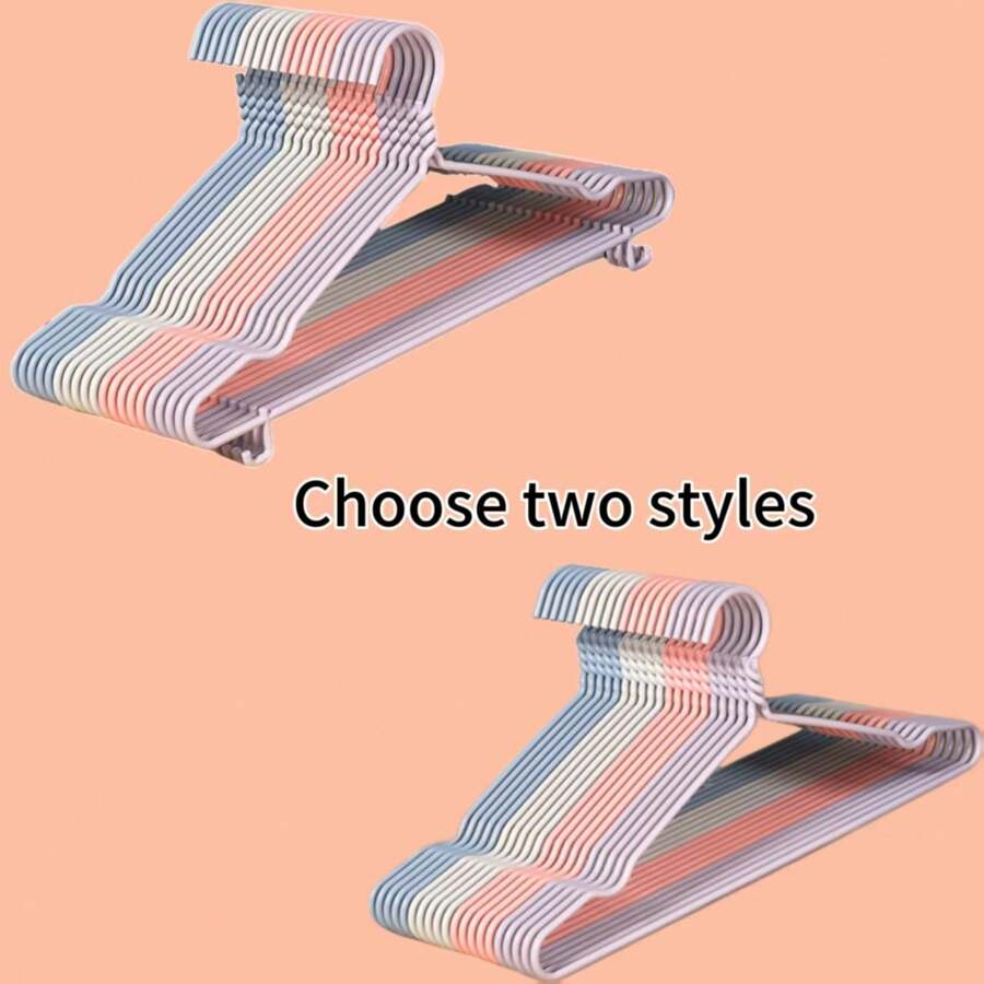 Stainless Steel Coated Hangers With Shoulder Grooves And Hooks, , Sturdy And Space-Saving Clothes Hangers, Rust-Proof, Crack-Resistant, Ideal For Clothes Drying (Assorted Colors)