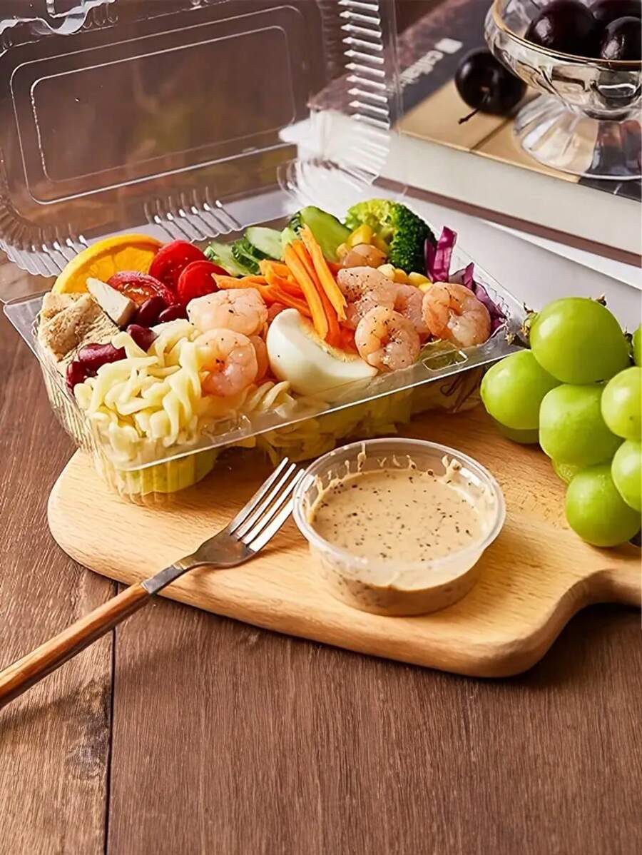 24 Piezas Contenedores de comida de plástico sólido desechables con tapa transparente, cajas bento con tapa tipo bisagra - Envases de regalo navideños, de Halloween y de San Valentín para pasteles