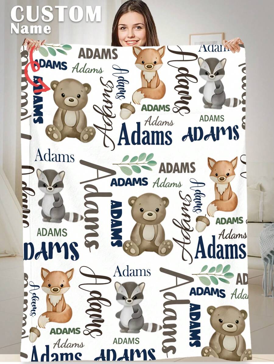 1 st. Gepersonaliseerde naamdeken, gepersonaliseerde naamdeken voor kerstcadeaus, gepersonaliseerde kerstbeddengoeddeken, schattige dierenachtergronddeken, deken te gebruiken voor beddengoed/bank/binnen/buiten, cadeau voor vriend, familie cadeau, verjaardagscadeaus, cadeau voor vriend, cadeau voor haar, cadeau voor vriendin, cadeau voor jongen, cadeau voor meisje, voor kantoor