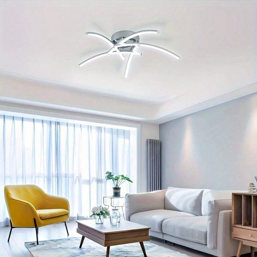 5 stuks moderne minimalistische vormen LED-plafondlamp, 3-kleuren verstelbaar, aluminium kruislijn creatieve lamp voor woonkamer, eetkamer, slaapkamer, balkon, gang