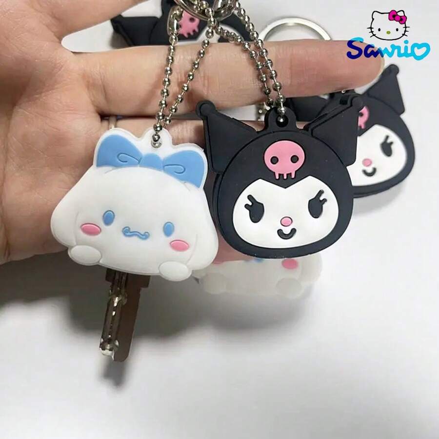 Sanrio 1pc Sanrio Key Protective Caps Set Kawaii Cinnamoroll Cartoon Silicone Key Cover Portable Keychain, Sanrio Cartoon Cartoon Character Shape, Bag Endorsement Key Chain Pendant Decoration, Holiday Birthday Valentine'S Day Preferred Uni Car Accessories Bag Charm School