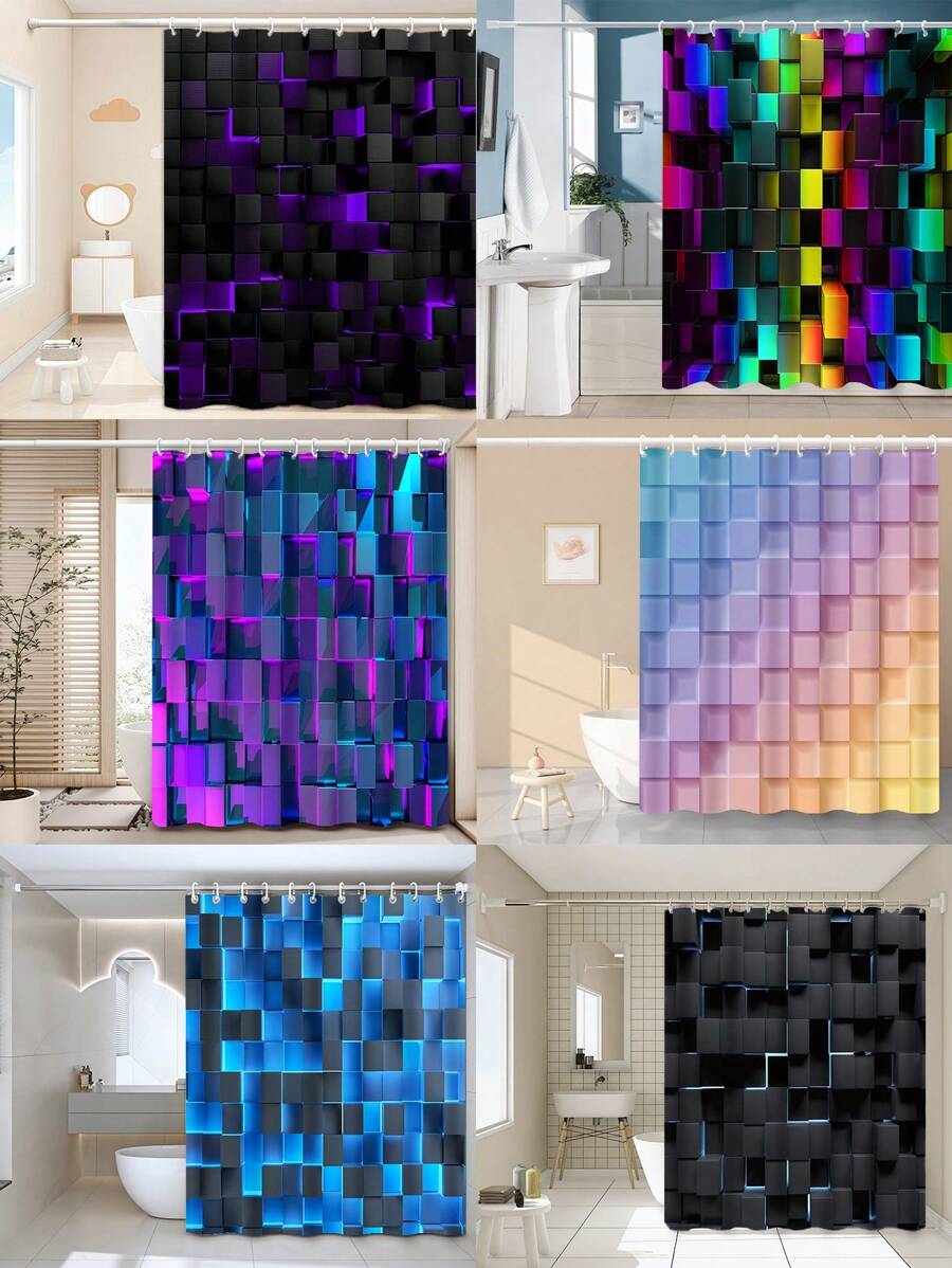 1pc, Deep Blue Geometric Pattern Printed, Plant Element Waterproof Shower Curtain Tapestry Wall Decor Curtain, With 12 Hooks Waterproof Polyester Fabric Shower Curtain, Bathroom Tub Divider, Modern Home Bathroom Decor, Waterproof Polyester Fabric, Machine Washable, Eyelet Top, Unlined Woven Shower Curtain, Suitable For Hotel Apartment Bathroom Decor, Home Decor Bathroom Accessory, Great As Gift, 35inX70in, 47inX70in, 59inX70in, 70inX70in