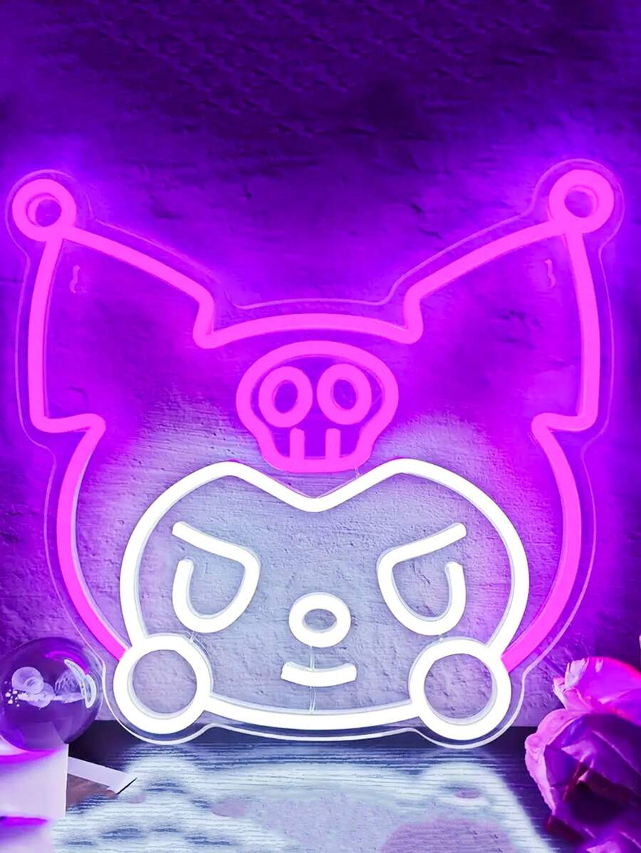 Sanrio 1pc Neon Light - Cute Cartoon Purple Mirror Neon Light, Dresser Light USB/Battery Powered LED Neon Light, Pink Bedroom Wall Decoration, Fit For Room, Valentine's Day Party, Birthday, Wedding, Home, Christmas Decoration, Send Girlfriend, Wife, Friend, Family, Lover