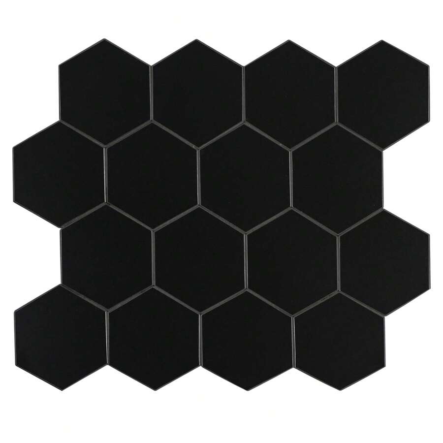 HOMEART 6-Sheet Black Peel And Stick Backsplash Hexagon Tile, Self Adhesive Wall Tile Ceramic Look Stick On Backsplash For Kitchen Bathroom