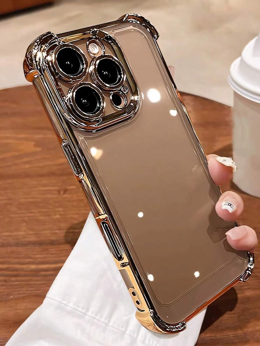 Galwanizowane złote narożne etui na telefon z zabezpieczeniem przed upadkiem kompatybilne z 16 ProMax 15 Pro 14 Plus 13 12 11, luksusowe wysokiej jakości etui ochronne na telefon kompatybilne z Galaxy S25 Ultra S24 Plus S23 S22 S21