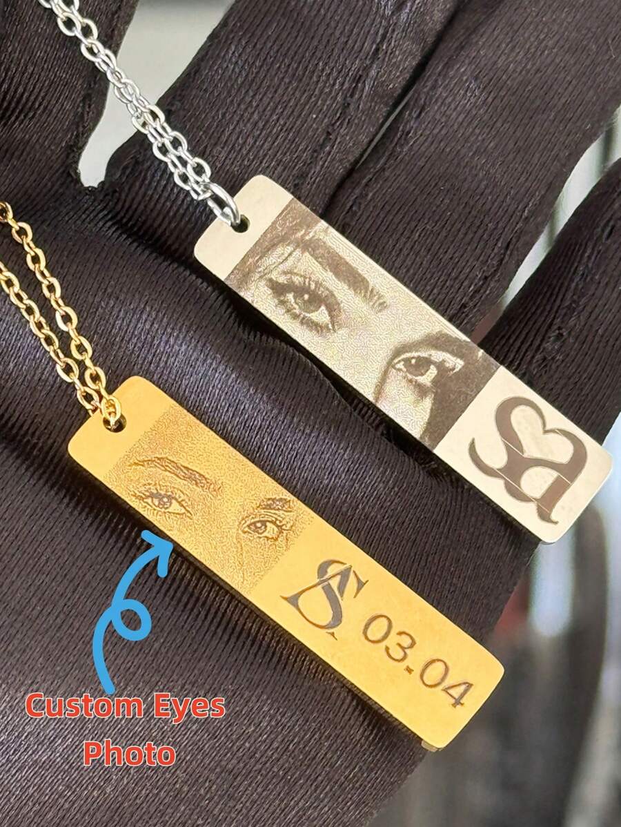 Gepersonaliseerde aangepaste oogfotoketting, lasergegraveerde roestvrijstalen hanger, damesketting, jubileumcadeau