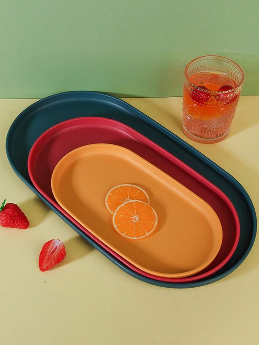 Bandeja ovalada de plástico para tazas de té, aperitivos, uso doméstico