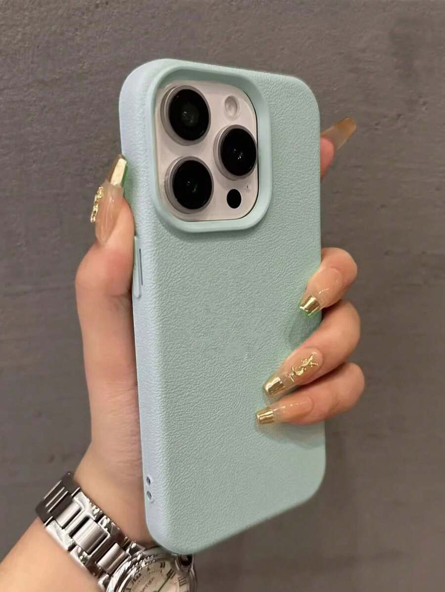Minimalistyczne i eleganckie etui na telefon z teksturą Litchi w kolorze nieba, kompatybilne z iPhone'em 11/12/13/14/15/16/16 Pro Max, ochronna obudowa telefonu