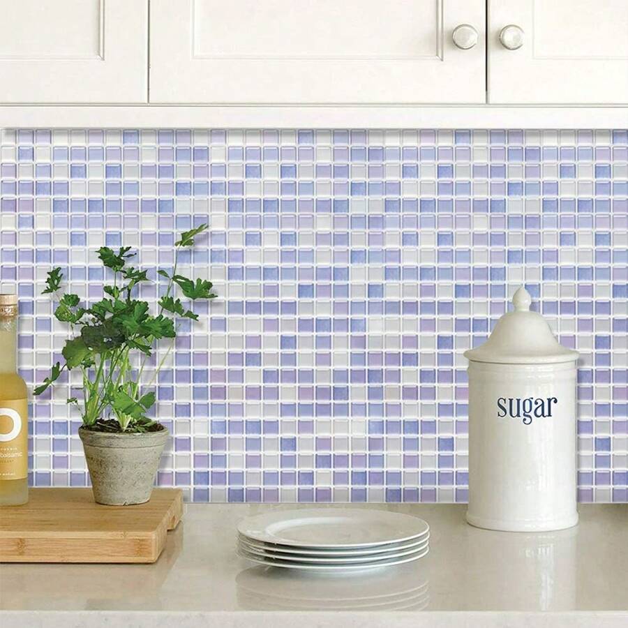 10pcs/Set 9.3"X9.3" Peel And Stick Backsplash Tiles, Waterproof And Oil-Proof, Easy-To-Clean, Effortless Style Upgrade, Peel-And-Stick Wall Tiles For Bathroom, Kitchen, Kids Room, Home Decor