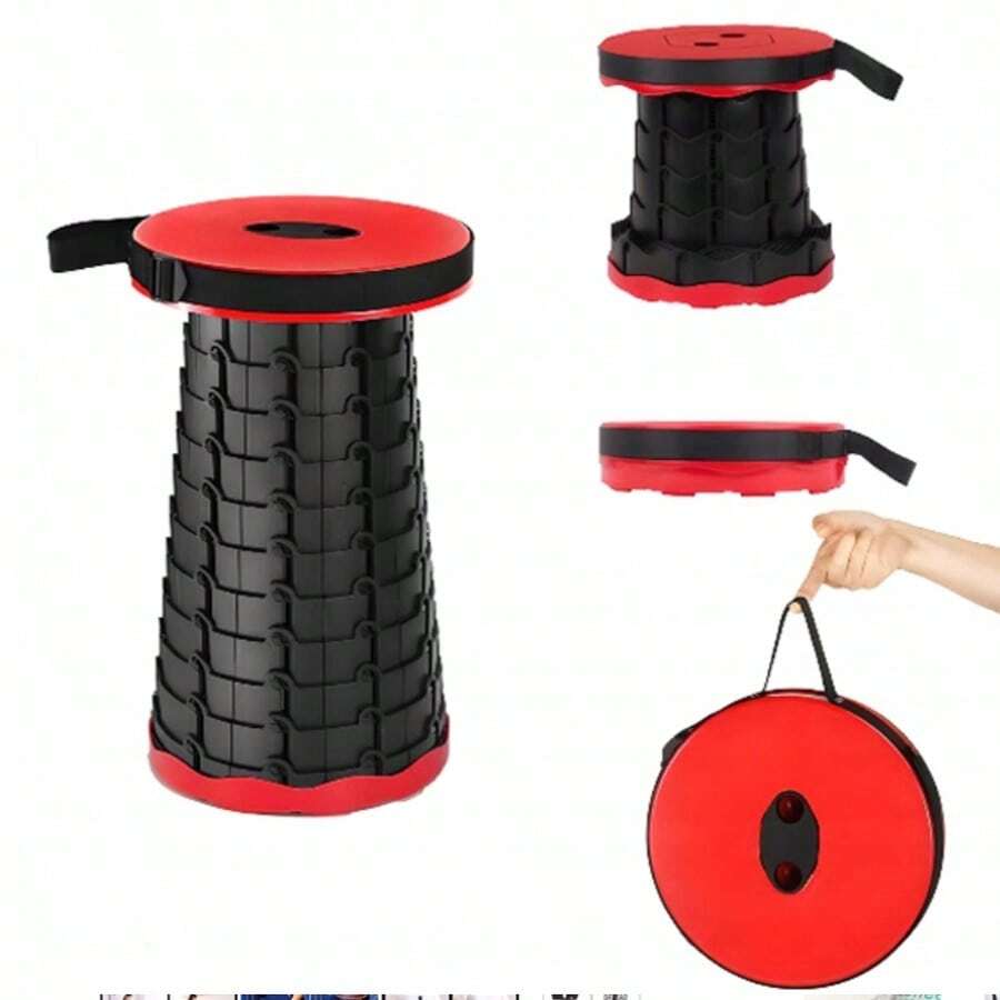 Klapphocker tragbarer teleskopischer Sitz für Outdoor, Camping, Angeln, Wandern, Reisen, verstellbarer gelber faltbarer Stuhl