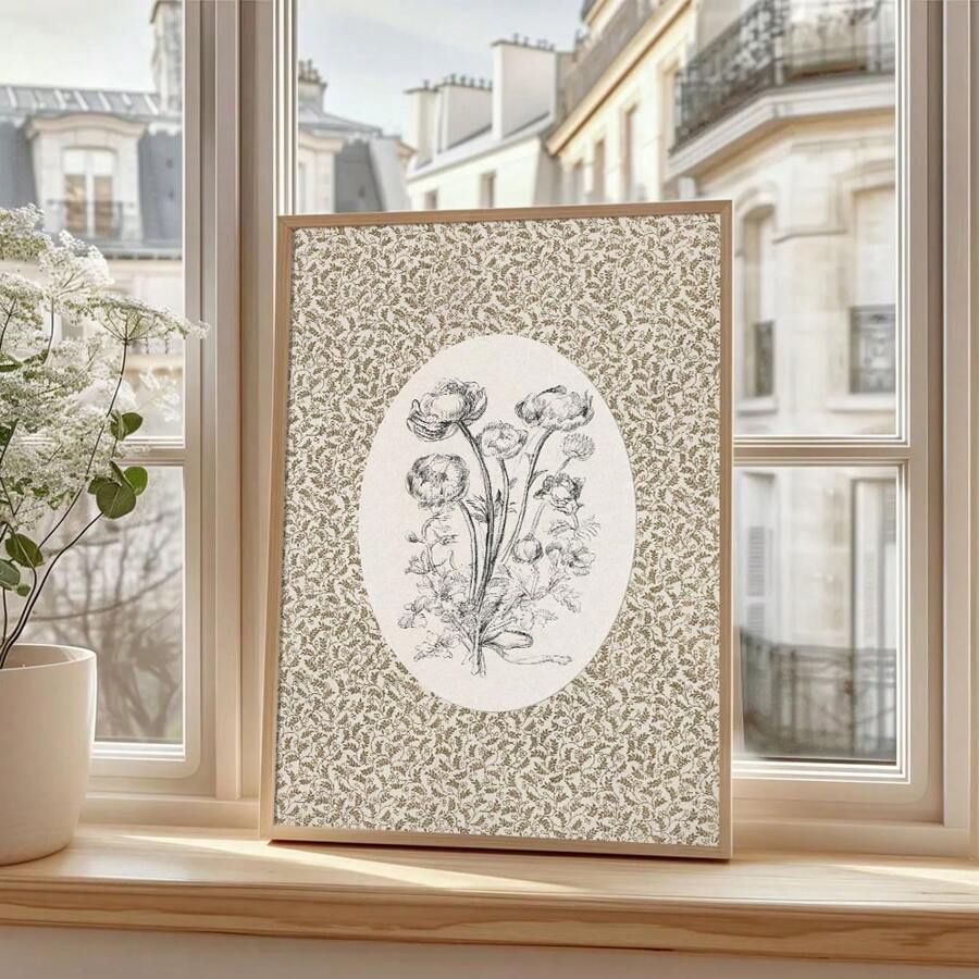 1 pezzo cartellone stampa su tela, arte da parete minimalista stile vintage, per decorazione di dormitorio, appartamento, soggiorno, camera da letto, decorazione casa moderna, con motivo botanico floreale vintage senza cornice in stile bohémien