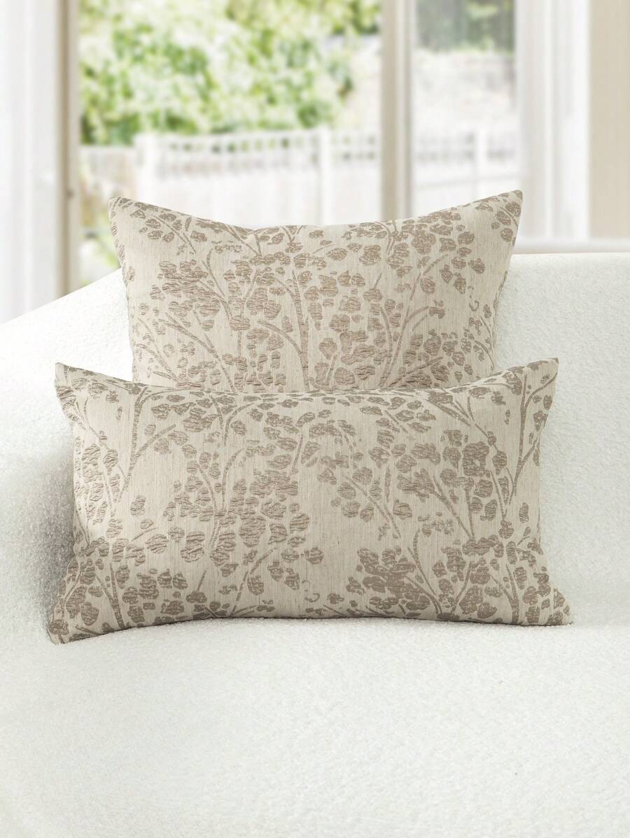 1 pieza Funda de cojín cuadrada de estilo campestre con diseño jacquard floral, de poliéster suave y cómoda para decoración del hogar en la sala de estar