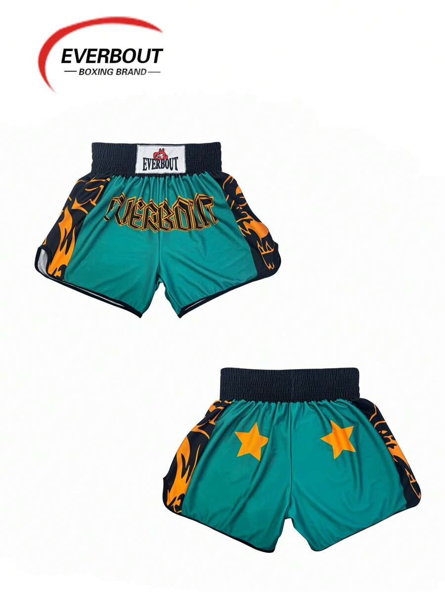 MMA Boxing Kickboxing Training Colorblock Holiday Party Casual Running Daily Wear Quick-Dry High Waist Men Shorts