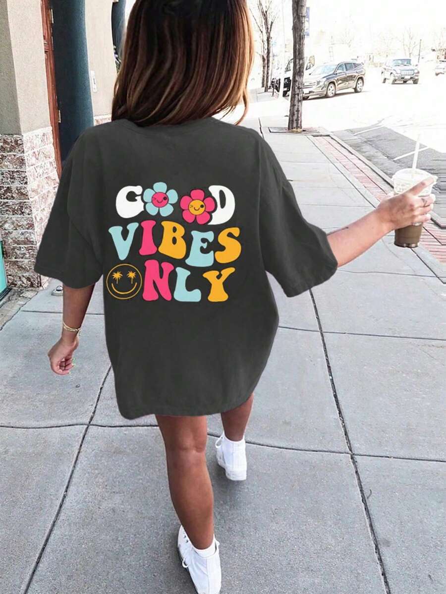 Meisjes Casual Grafische Print Ronde Hals Korte Mouw T-shirt, Zomertopje