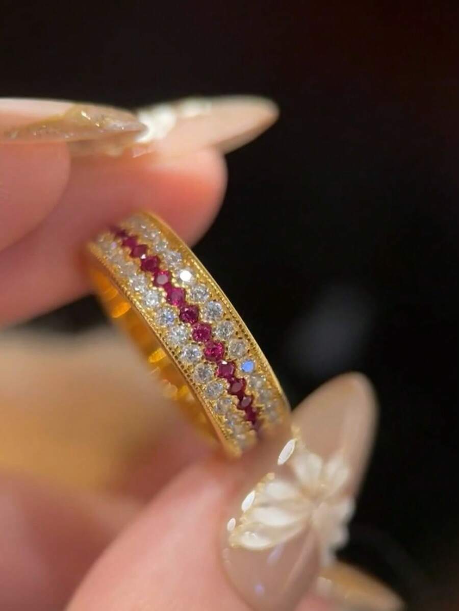 Esberry 1 Stück S925 Sterling Silber Zirkonia Reihe Verlobungsring Ehering für Damen Versprechen Ring Ewigkeitsring hochwertiger Damenschmuck Geschenk für Party Verabredung
