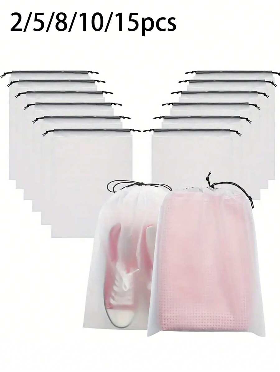 2/5/8/10/15 Bolsas de almacenamiento de plástico transparente, bolsa de almacenamiento transparente para zapatos, bolsas portátiles para empaquetar zapatos de viaje, organizador de zapatos con cordón transparente, bolsas impermeables para zapatos, organizador de bolsas con cordón para zapatos, unisex - Bolsas para botas con dibujos animados, cajas para zapatos, cajas de almacenamiento de zapatos, accesorios de almacenamiento de zapatos para viajes, vacaciones, cruceros, vacaciones de verano, bolsas de viaje, suministros de viaje, artículos esenciales para dormitorios universitarios, escuela, necesidades indispensables