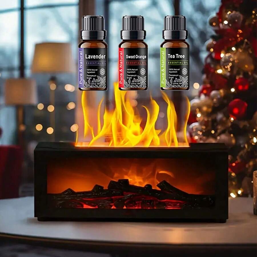 Fireplace Humidifier Diffuser, Mini Fireplace Diffusers For Essential Oils, 7 Colors Flame Diffuser With Remote, 300ml Bonfire Diffuser Cool Mist Humidifiers Aromatherapy Diffuser, Timer, Auto-Off