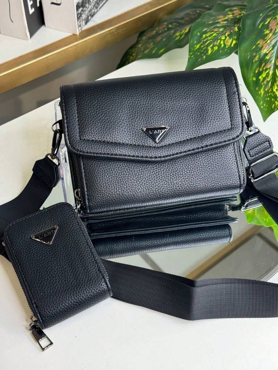 Women's Crossbody Shoulder Bag With Nylon Strap And Mini Purse