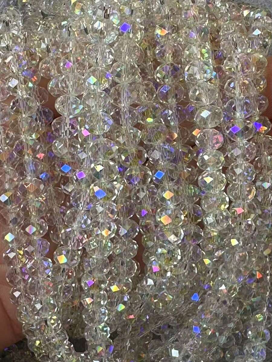 80 Pieces Of 8mm Austrian Quality Shiny Flat Crystal Beads With Holes Suitable For DIY Bracelets And Phone Accessories - Glass Craftsmanship Bead Material
