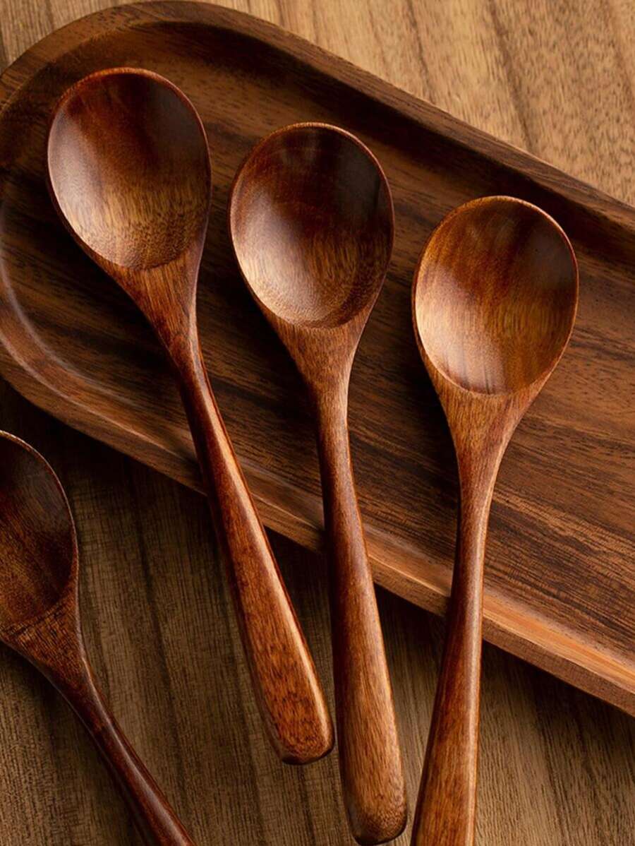 1PC Wooden Spoon Is A Must-Have For Both Kitchens And Restaurants. It Is Suitable For Serving Soup Spoons, Dessert Spoons, And Simple Wooden Soup Spoons, With A Rustic Style., Back To School Supplies
