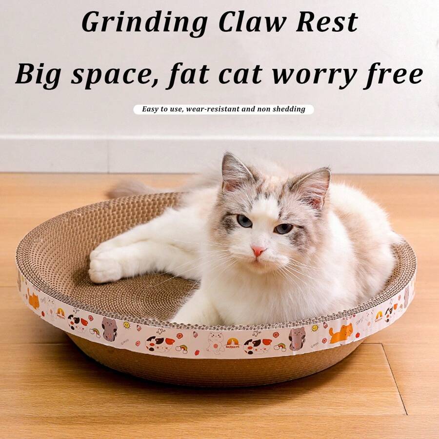 Cuenco en forma de gato, juguete alfombrilla rascadora resistente al arañado para gatos, suministros para gatos de papel corrugado, tabla rascadora redonda, nido integrado y cuenco rascador para gatos
